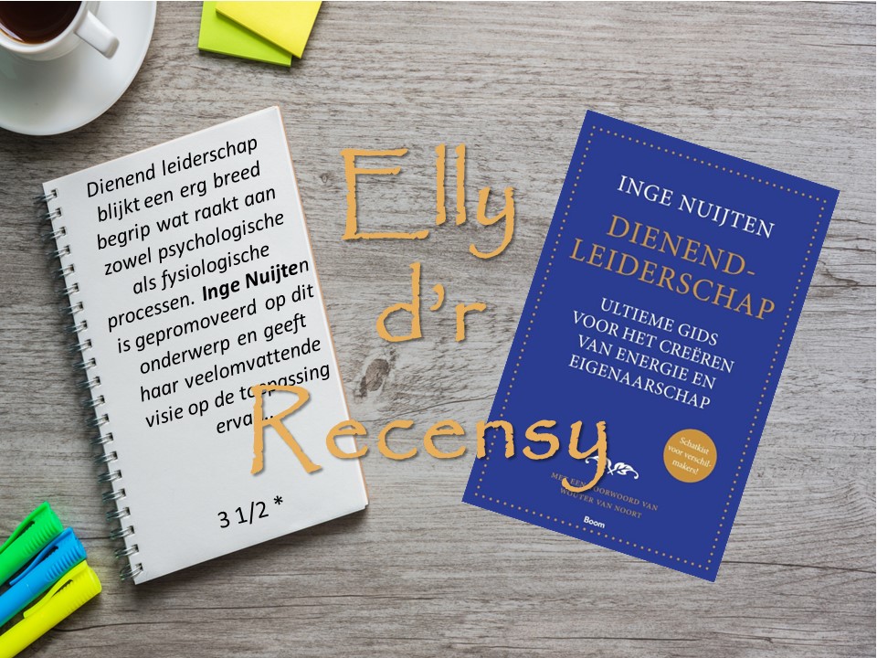 Recensie Dienend leiderschap, links korte recensie rechts cover boek.