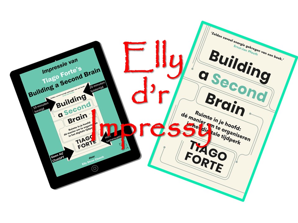 Rechts cover boek, links cover Impressie van Building a Second Brain