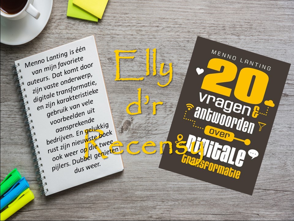 Rechts cover van 20 vragen en antwoorden over digitale transformatie links korte review