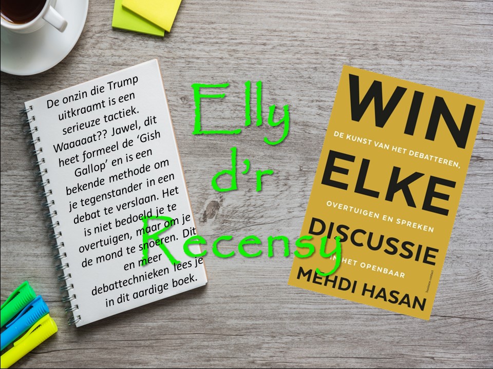 Rechts cover boek Win elke discussie links korte recensie