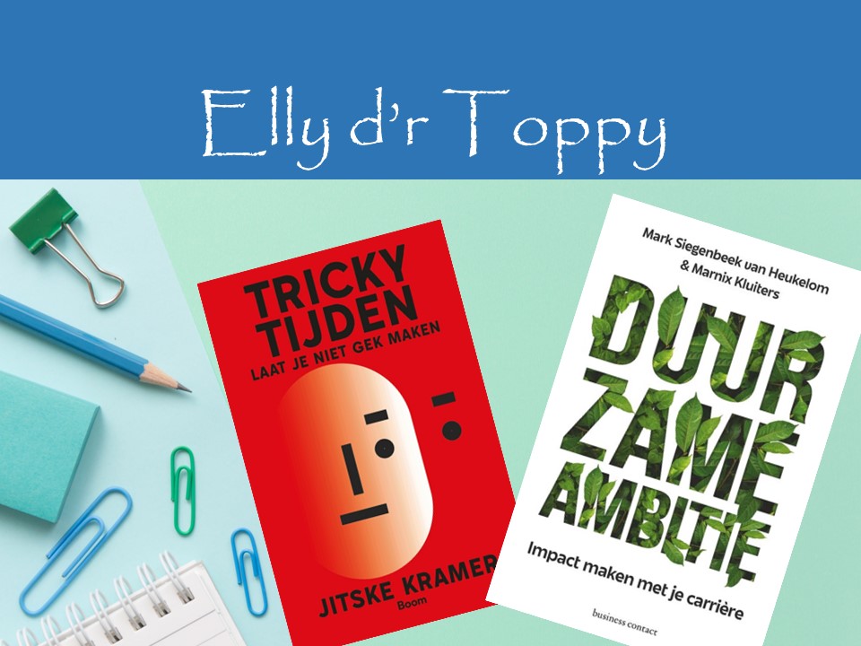 Toppyfoto Q2 2024 nlo Foto van bureau met daarop de 2 beste managementboeken van q2 2024, Tricky tijden en Duurzame ambitie